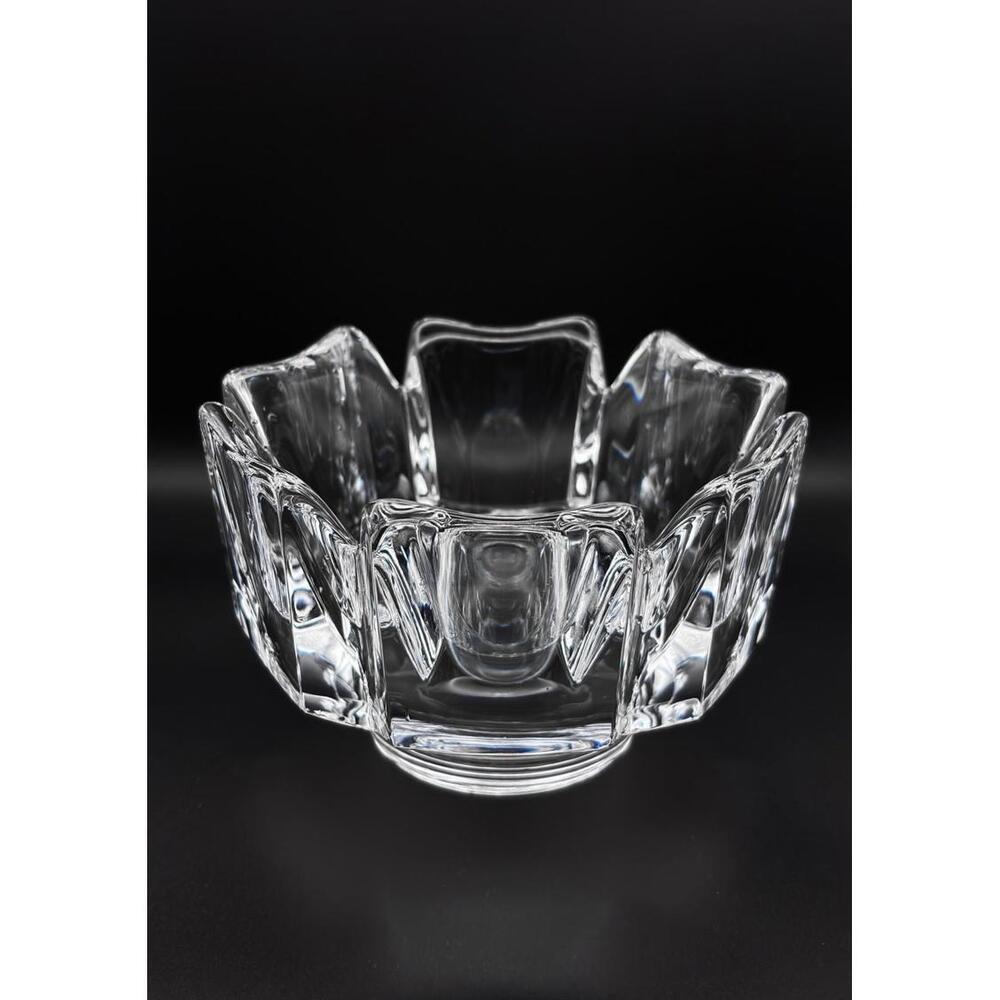 Vintage Orrefors Sweden Corona Crystal Bowl Signed 5.6" Heavy Scandinavian Glass
